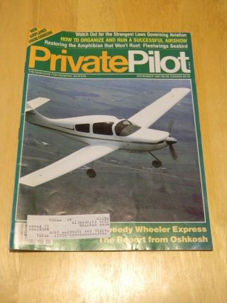 Mag Back Issue Private Pilot Nov 1987 Fleetwing Seabird Speedy Wheeler Express