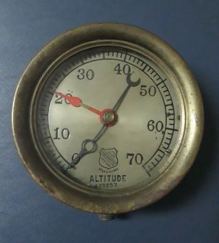 Vintage Antique Brass Ashcroft Mfg Altitude Gauge 5 1/4 " Steam Punk Industrial