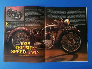 1938 Triumph Speed Twin Motorcycle - 6 Page Article & Poster
