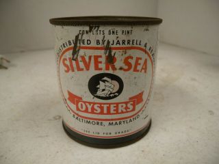 Vintage Advertising,  " Silver Sea " Oyster Tin,  1 - Pint,  Baltimore,  Md.