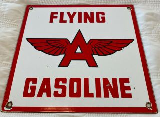 Vintage Flying A Gasoline Porcelain Sign,  Gas Station,  Pump Plate,  Motor Oil
