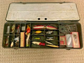Vintage Floating Pal Tackle Box 1950s Filled With Lures Reels & More