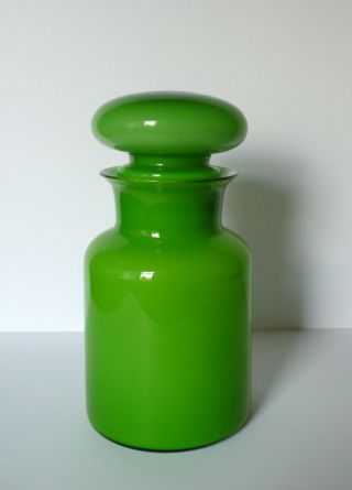 Vintage Italian Carlo Moretti Green Cased Art Glass Apothecary Jar