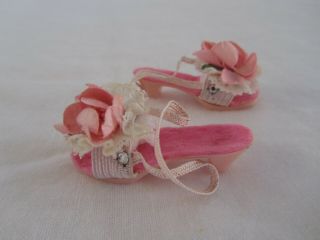 Vintage Madame Alexander Cissy Doll Pink High Heels - Shoes - Floral Toe - Rhinestone