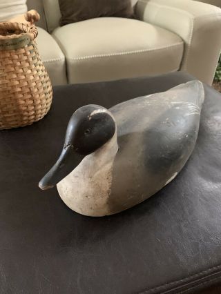 Vintage/old Wooden Decoy Duck With Looks Like Glass Eyes.  Gustin