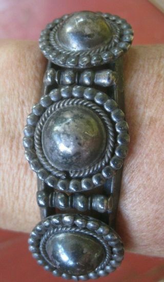 Old Pawn Vintage Navajo Sterling Silver Large Concho Cuff 40 Grams