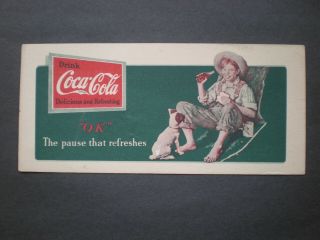 1932 Coca Cola Ink Blotter - " O.  K.  " - Tom Sawyer - Like Boy - Vintage