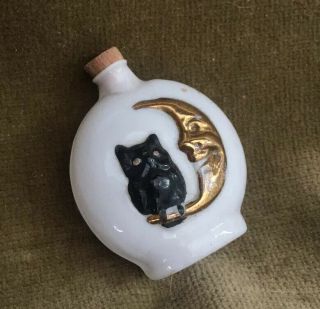 Unique Vintage Halloween Perfume Bottle Germany 1920’s Owl And Crescent Moon