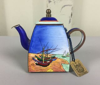 Vintage Charlotte Di Vita Miniature Boats Enamel Teapot Trade Plus Aid C157