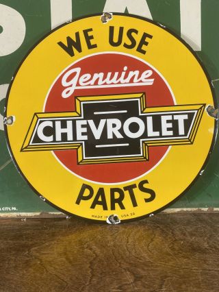 59 Vintage Style  Chevrolet  Parts Gas & Oil Porcelain 12 Inches Pump Plate