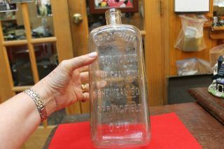 Vintage Large Clear Champion Embalming Fluid Poison Bottle 56 Ozs.