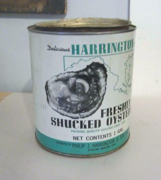 Vintage Harrington Freshly Shucked Oysters 1 Gal.  Can