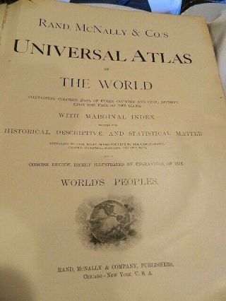 ANTIQUE 1899 RAND McNALLY & CO UNIVERSAL ATLAS OF THE WORLD 463 PAGES 3
