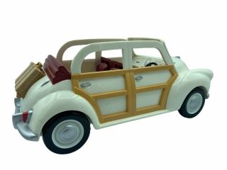 Calico Critters Sylvanian Families White Morris Minor Car With Baby Seats Hamper
