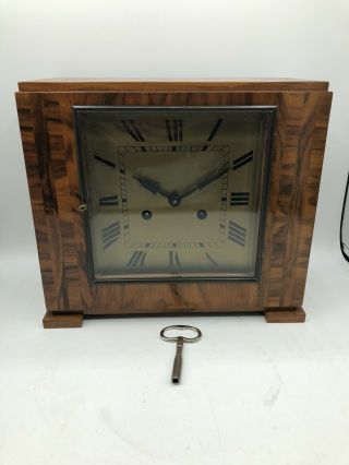 Antique German Square Art Deco Style Mantle Table Shelf Clock