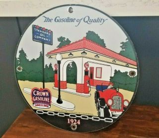Vintage Style Standard Oil Co Porcelain Gas Auto Crown Service Station Pump Sign
