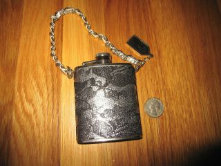 Vintage Unknown Maker 3 Oz.  Stainless Steel Liquer Flask Very Good Cond.