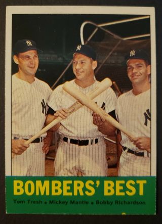1963 Topps Bombers’ Best Mickey Mantle York Yankees 173 Ex Centered