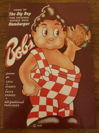 Vintage 1949 Bobs Big Boy Restaurant Collectible Menu Tolua Lake