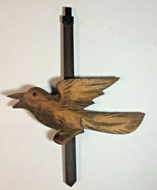 Vintage Cuckoo Clock Pendulum 6 3/4  Adjustable Hand Carved Bird Tccc 1967
