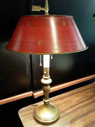 Vintage Antique Brass Table Lamp Shade French Antique Red Early 1900 