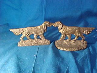 Early 20thc Hunting Bird Dogs Cast Iron Bookends
