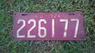 Vintage 1924 Jersey License Plate Tag 226177 N.  J.