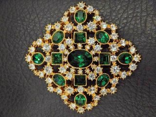Vintage Brooch Pin Signed Joan Rivers Gorgeous Large Diamond W/ Rhinestones