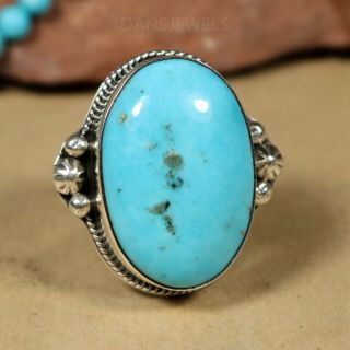 Closeout Vintage Navajo Big Bold Sterling Silver Baby Blue Turquoise Ring Size 7