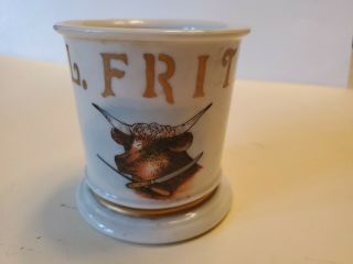 Antique Personalized Occupational Butcher Shaving Mug Bull Cow