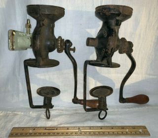 Antique 2x Universal Coffee Cast Iron Grinder Mill 1 Wall Bracket 2 Cup Holders