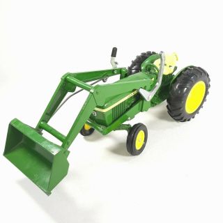 Vtg Ertl John Deere Utility Tractor W/ End Loader 1:16 Die Cast Farm Toy 1970s