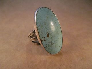 Vtg Harvey Era Sterling Silver & Turquoise Ring,  Unsigned,  Size 7,  6.  5g