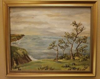 Vintage Oil Painting Seascape Ocean Landscape Signed Framed 23 X 19