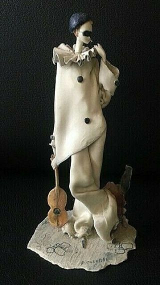 Lo Scricciolo Italian Porcelain Figurine Pierrot Minstrel By A.  Colombo