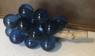 Vintage Blue Lucite Acrylic Grape Cluster Driftwood Mid Century 12 Grapes 10”