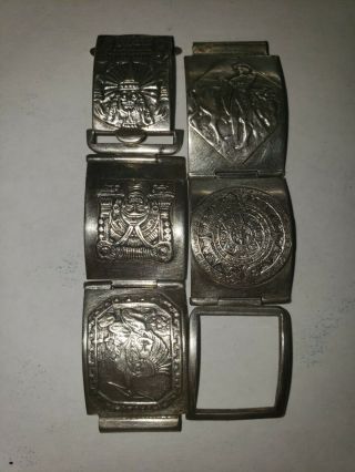 Vintage Sterling Silver Watch Band/mayan Figure.  925 Stamped A.  V.  B Sterling