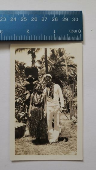 Vintage Hawaii Photo Hula Girl And Military Men Black And White
