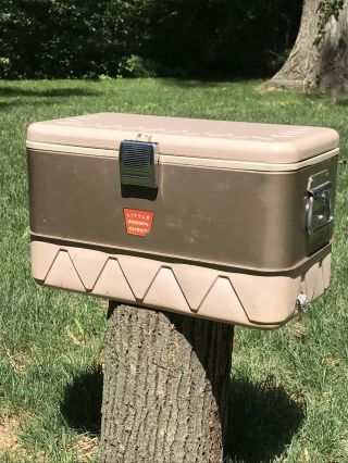 Vintage Little Brown Chest Cooler Icebox Retro Picnic Camping