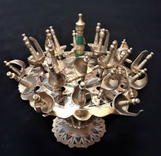 Vintage Toledo Spain Complete 24 Swords Stand And Hors D 