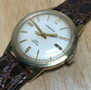 Vintage Caravelle By Bulova Men 17j Gold Tone Hand - Winding Mechanical Watch Hour