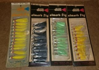 Vintage The Doll Elmers Fly Fishing Lures Dealer Displays X4