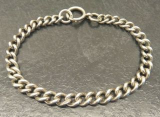 Antique Silver Graduated Curb Link Albert Chain Bracelet By G.  F.  B.  8 1/2 " Long.