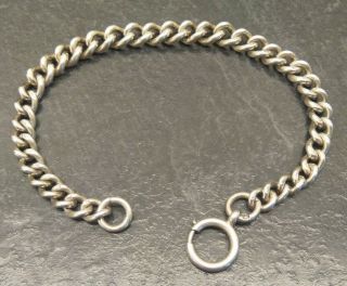 Antique Silver Graduated Curb Link Albert Chain Bracelet By G.  F.  B.  8 1/2 
