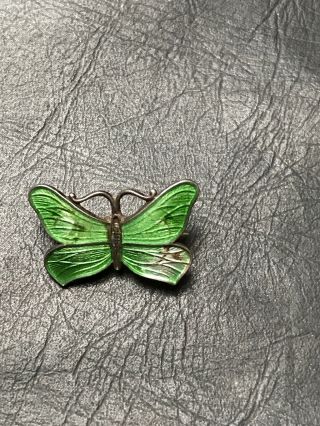 Vintage Antique Art Deco Butterfly Enamel Brooch Sterling Silver By Ja&s