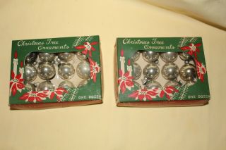 2 Dozen Vintage Mini Mercury Glass Round Ball Christmas Ornaments 25 Mm W/boxes