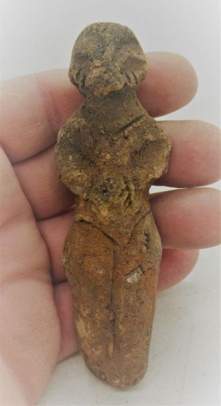 Rare Ancient Neolithic Prehistoric Terracotta Vinca Statuette Alien - Like Form
