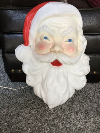 Vintage 1989 Union Products Giant Santa Face Christmas Blow Mold 22 " Tall