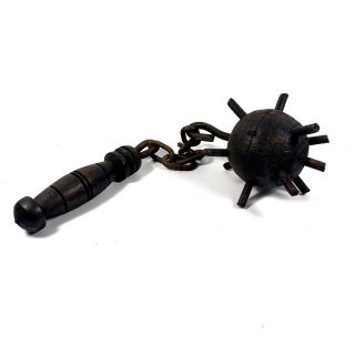 Vintage Mace Ball Mallet Weapon Decor Spanish Spiked Ball Cosplay Wood/metal 15 "