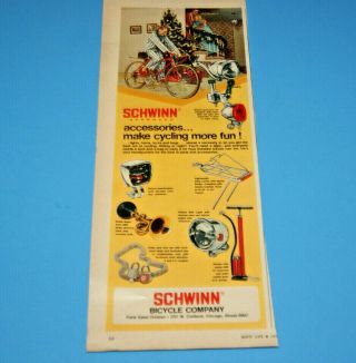 2 Vintage Print Ad 1974 Schwinn Accessories 5 X 12 Speedometer Headlights Locks